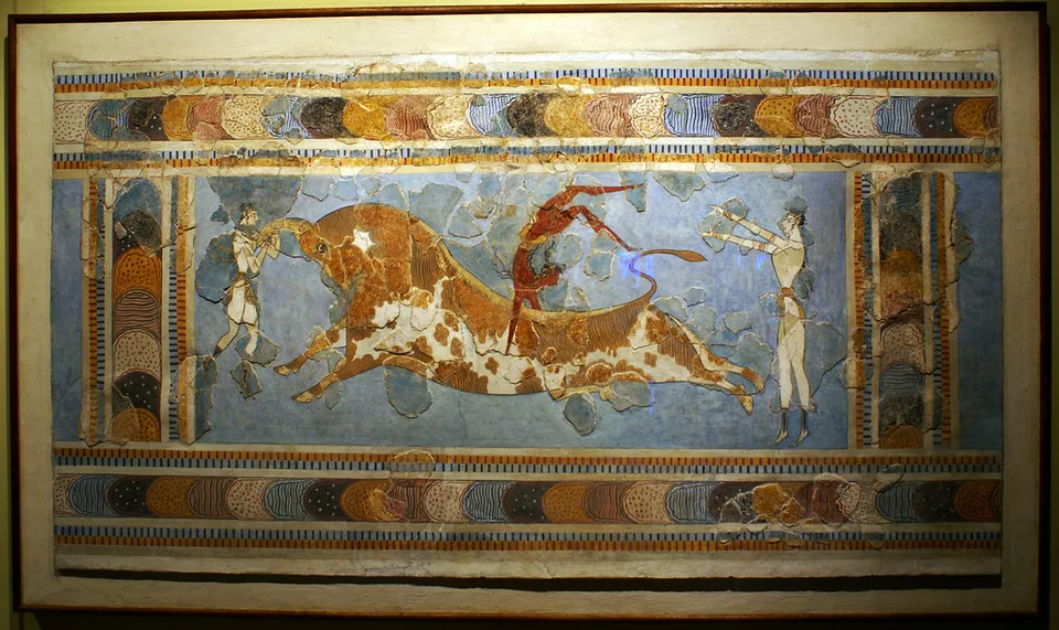 Tavrokathapsia (Purification Game) Fresco | This amazing ...