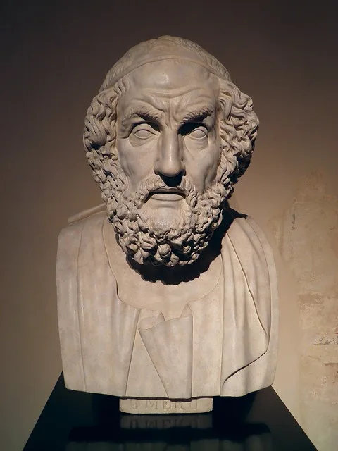 Bust of the poet Homer, replica from the Archaelogical ...